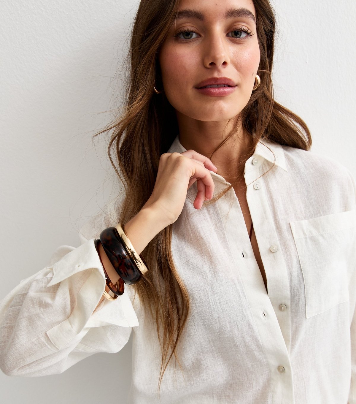 New Look Women's White Linen Blend Long Sleeve Shirt New Look - 2