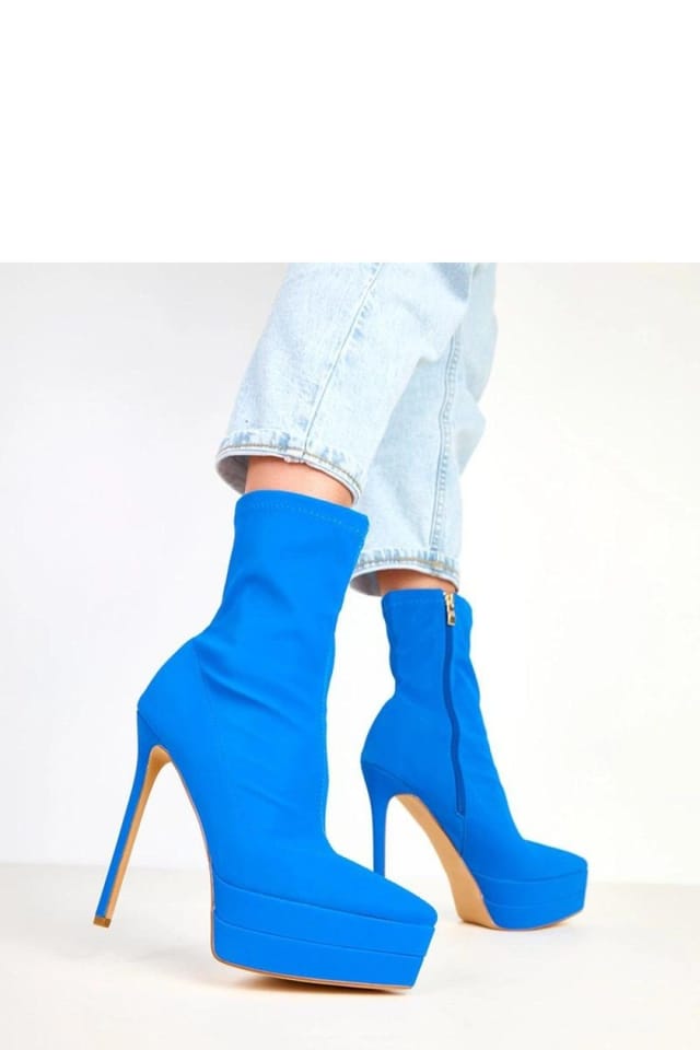 Love Lace Love Lace Women's Satin Stiletto Heel Ankle Boots with Platform Zip Closure in Blue - 2