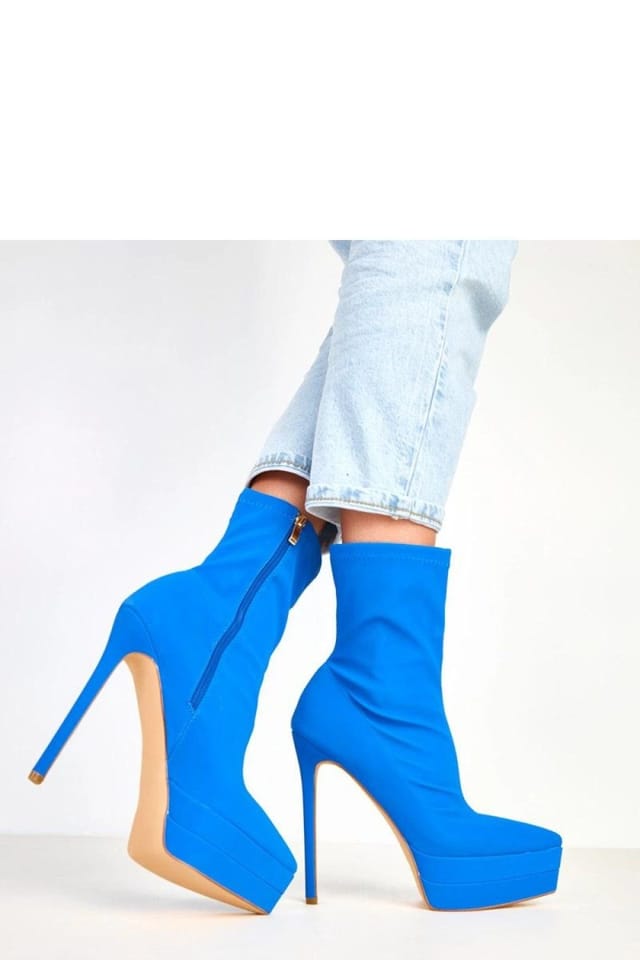 Love Lace Love Lace Women's Satin Stiletto Heel Ankle Boots with Platform Zip Closure in Blue - 3