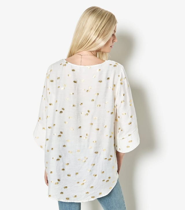 Apricot Women's White Foil Fan Cropped Sleeve Top Apricot New Look - 3