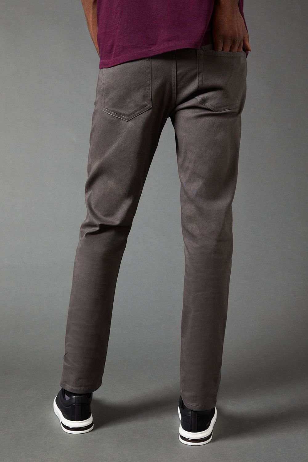 Burton Burton Men's Dark Grey Stretch Twill Slim Fit Jeans - 3