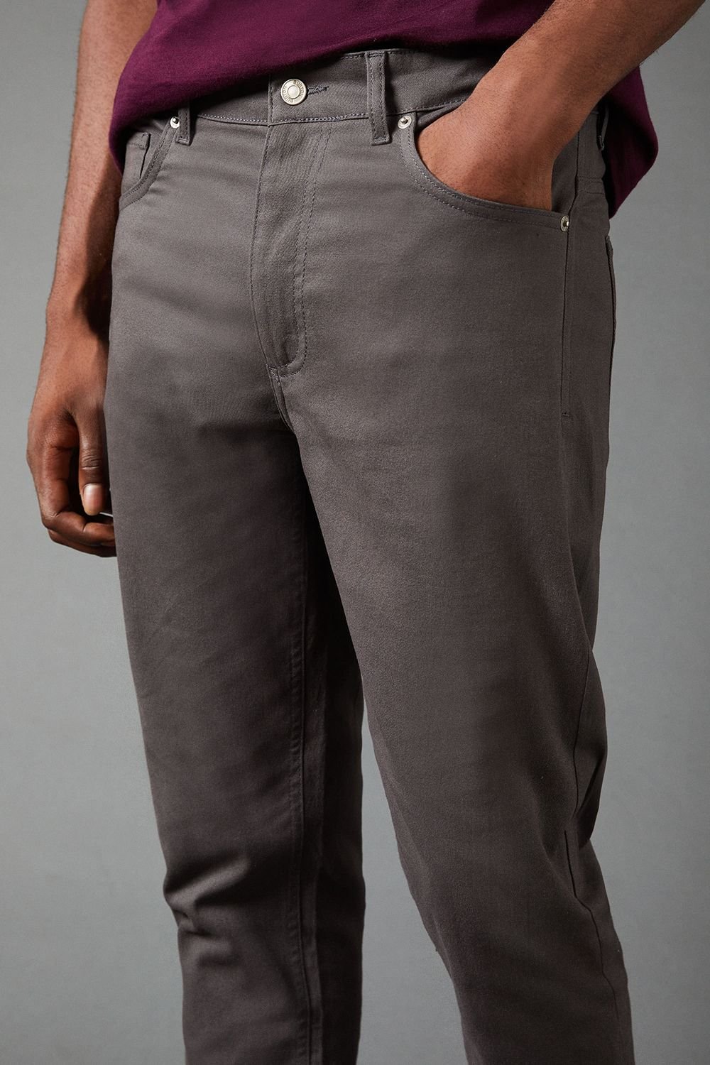 Burton Burton Men's Dark Grey Stretch Twill Slim Fit Jeans - 4