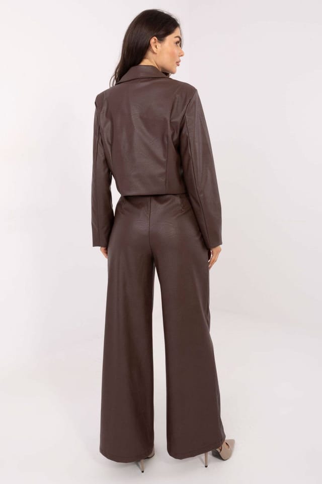 Love Lace Love Lace Women's High Waisted Wide Leg Insulated Trousers in Brown - 3