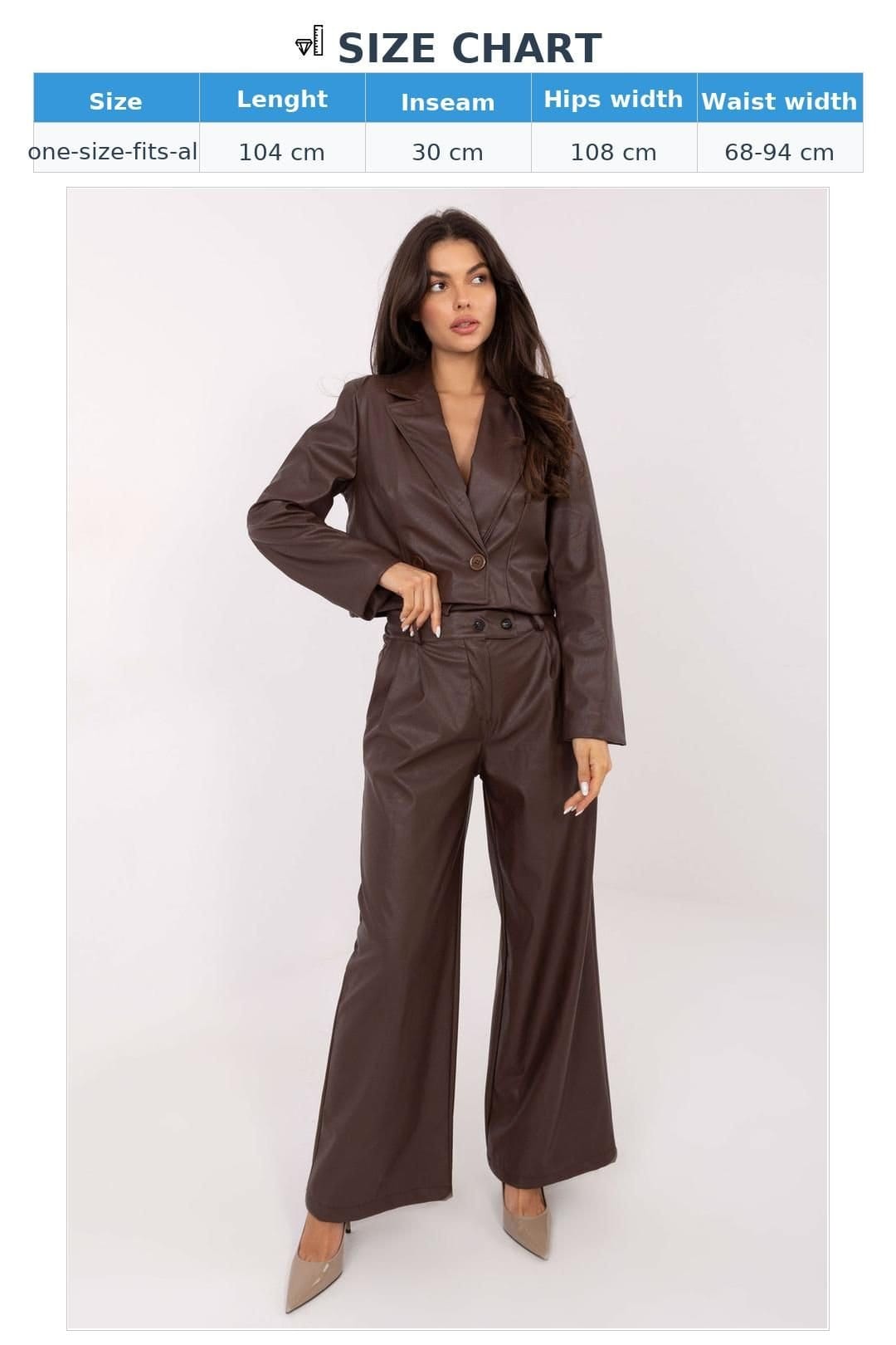 Love Lace Love Lace Women's High Waisted Wide Leg Insulated Trousers in Brown - 4