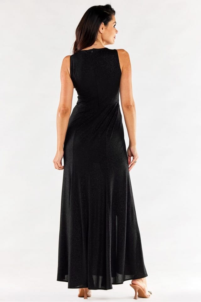 Love Lace Love Lace Women's Poland Made Fitted Slit Long Evening Gown in Black - 3