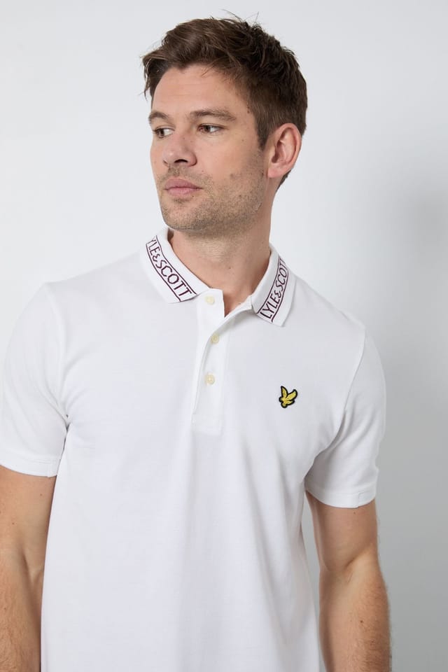 Lyle & Scott Lyle & Scott Men's Logo Ribbed Polo Shirt White/ Port in White - 2