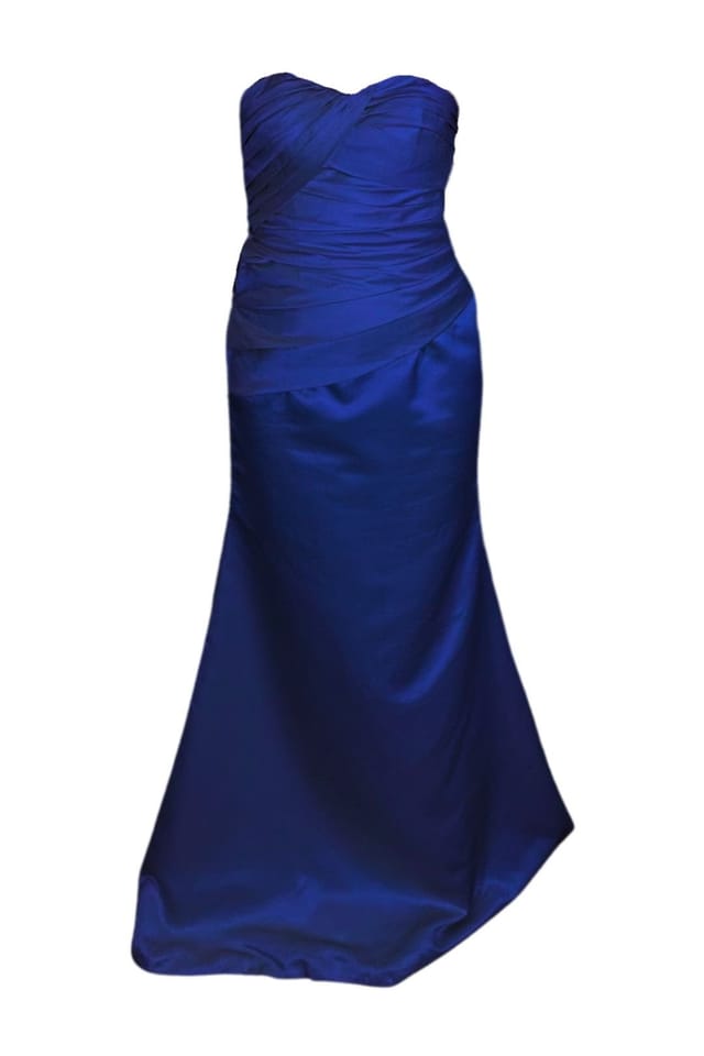 Marco Paul Marco Paul Women's Royal Blue Satin Fitted Strapless Bridesmaid Dress - 3