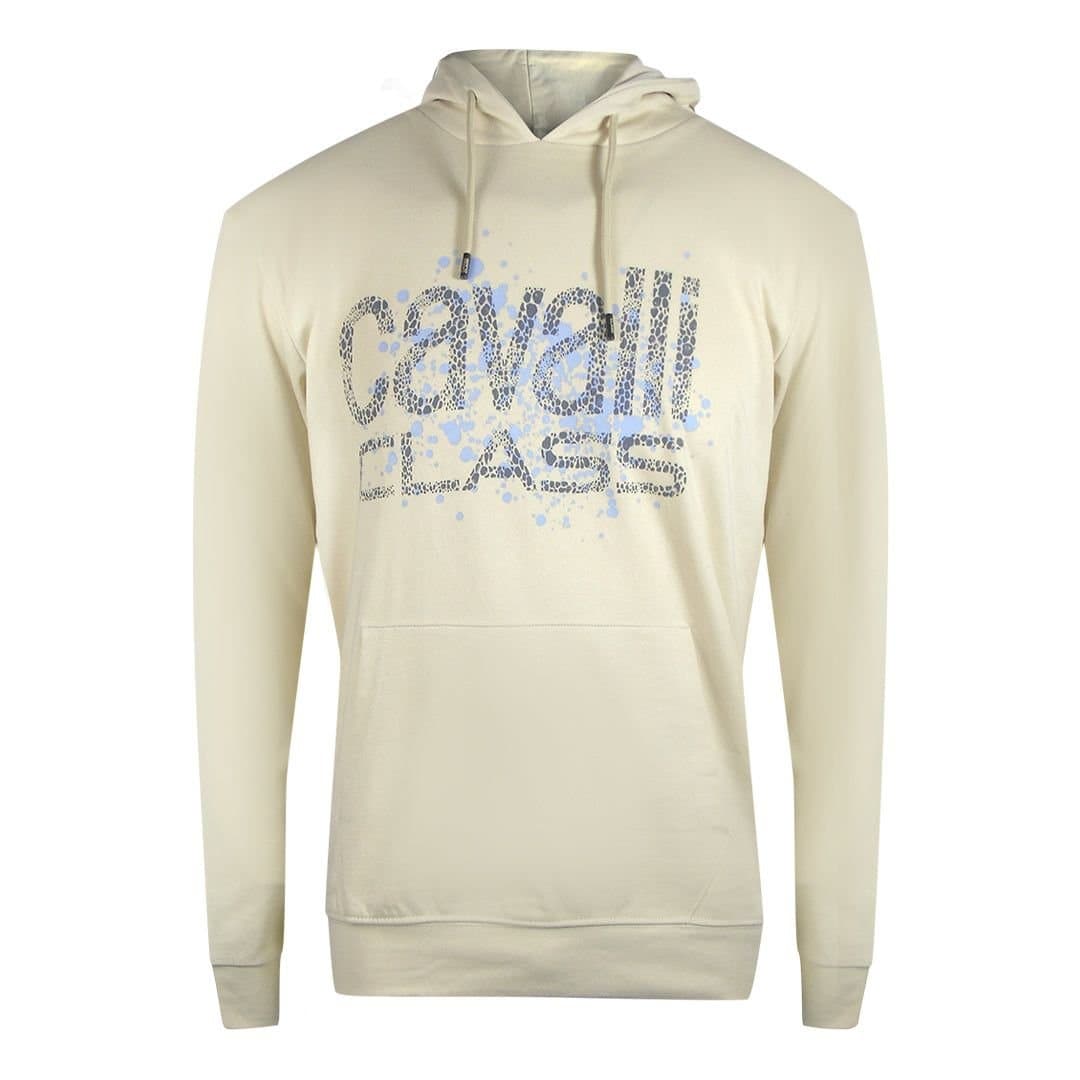 Cavalli Class Cavalli Class Men's Cracked Sprayed Logo Beige Hoodie