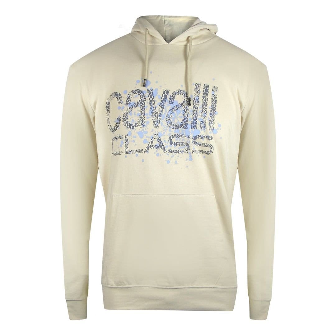 Cavalli Class Cavalli Class Men's Cracked Sprayed Logo Beige Hoodie - 1