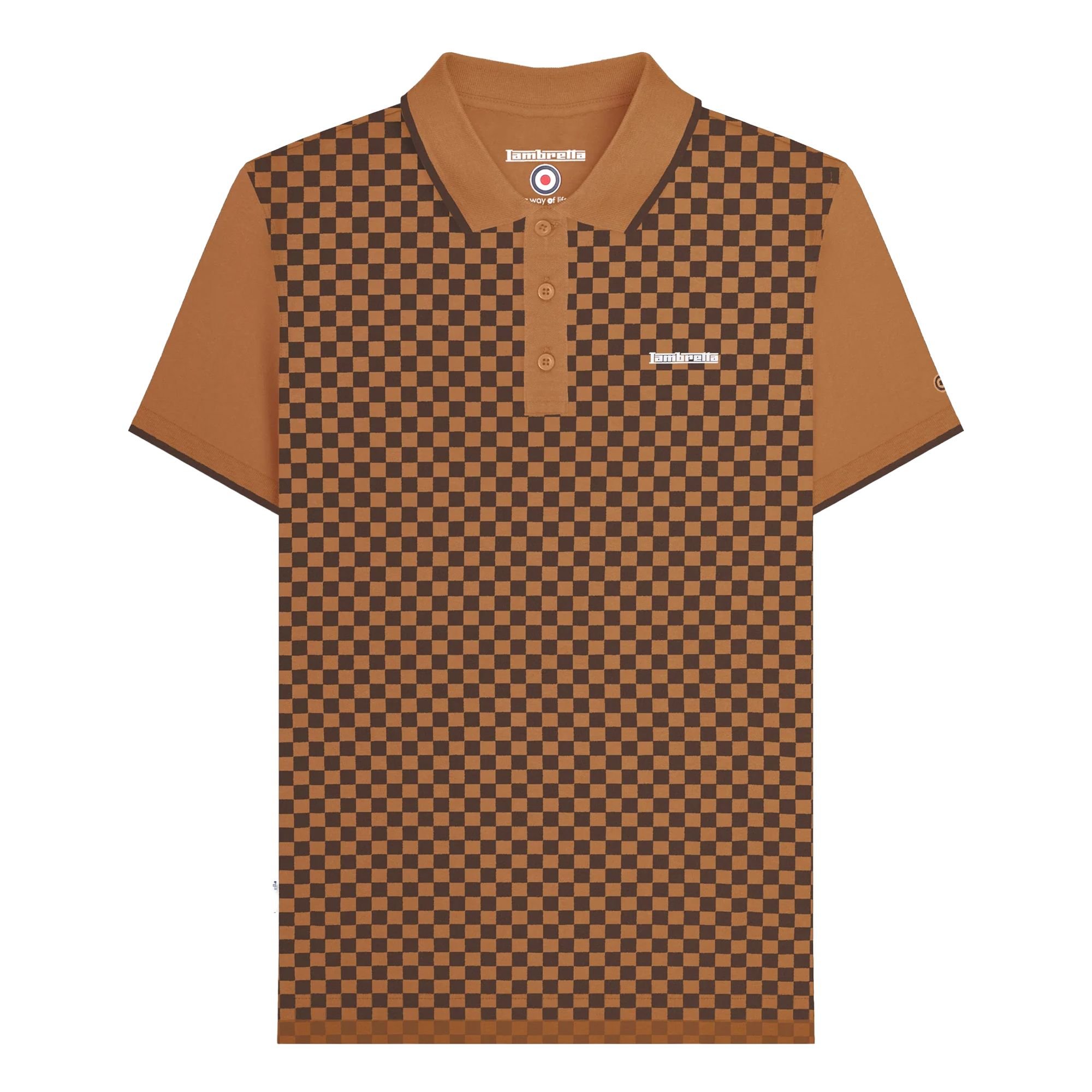 Lambretta Lambretta Men's Two Tone All-Over Print Polo Shirt in Light Brown - 3