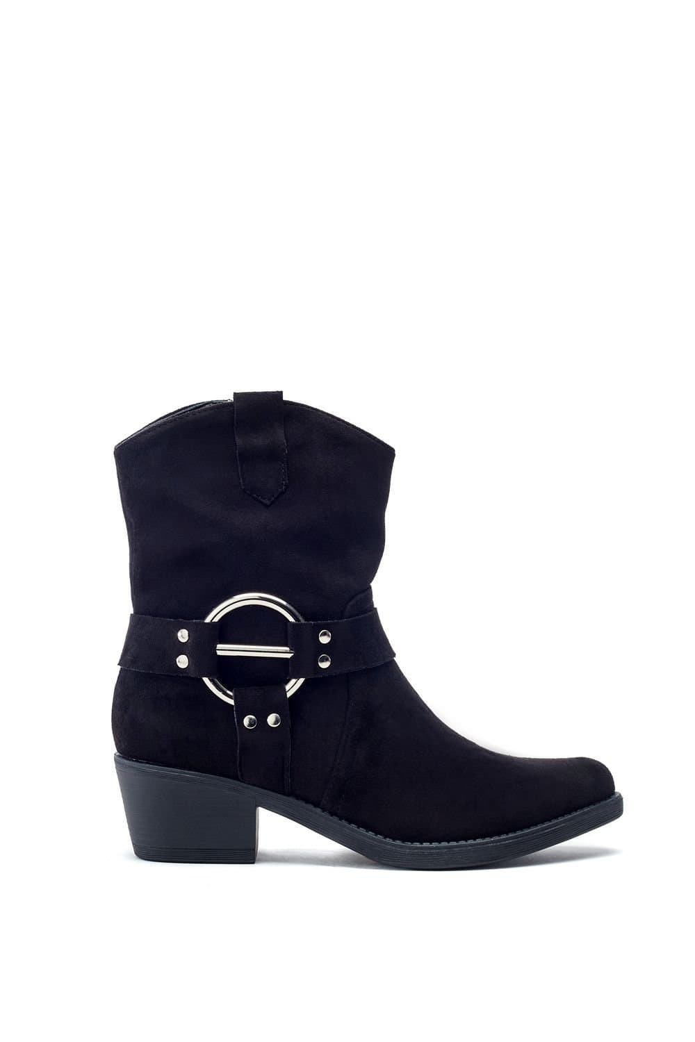 b.soleful b.soleful Black Suede Western Heeled Boots