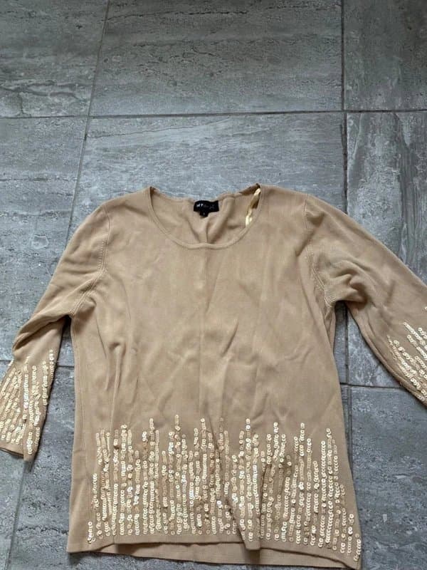Sky Designs Sky designs beige sequin detail jumper top size M