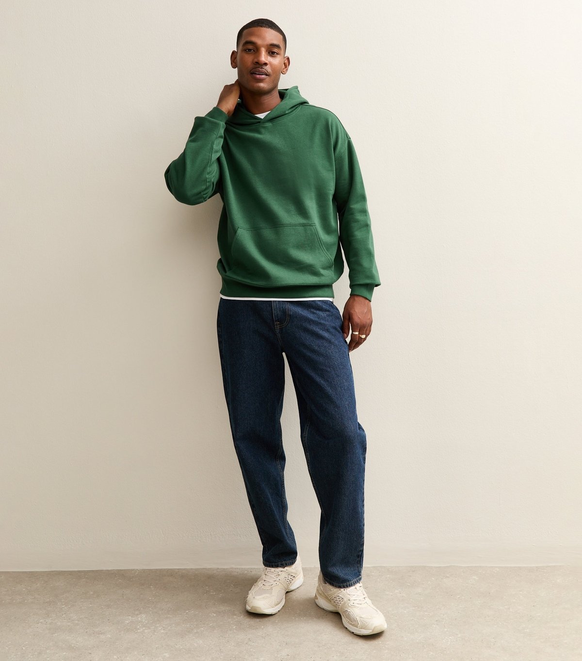 New Look Men's Dark Green Oversized Hoodie New Look - 3