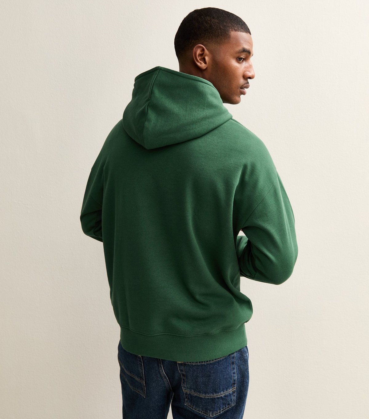 New Look Men's Dark Green Oversized Hoodie New Look - 4