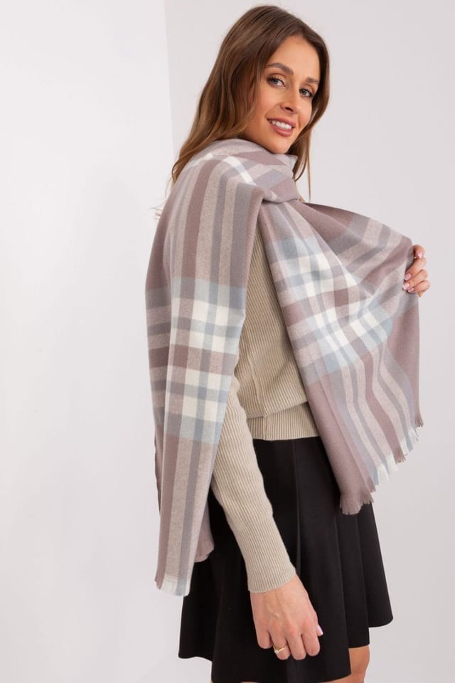 Love Lace Love Lace Women's Violet Plaid Long Polyester Scarf for Fall & Winter Wrap in Mauve - 2