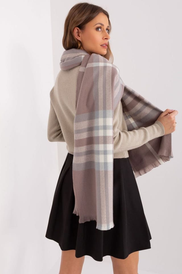 Love Lace Love Lace Women's Violet Plaid Long Polyester Scarf for Fall & Winter Wrap in Mauve - 3