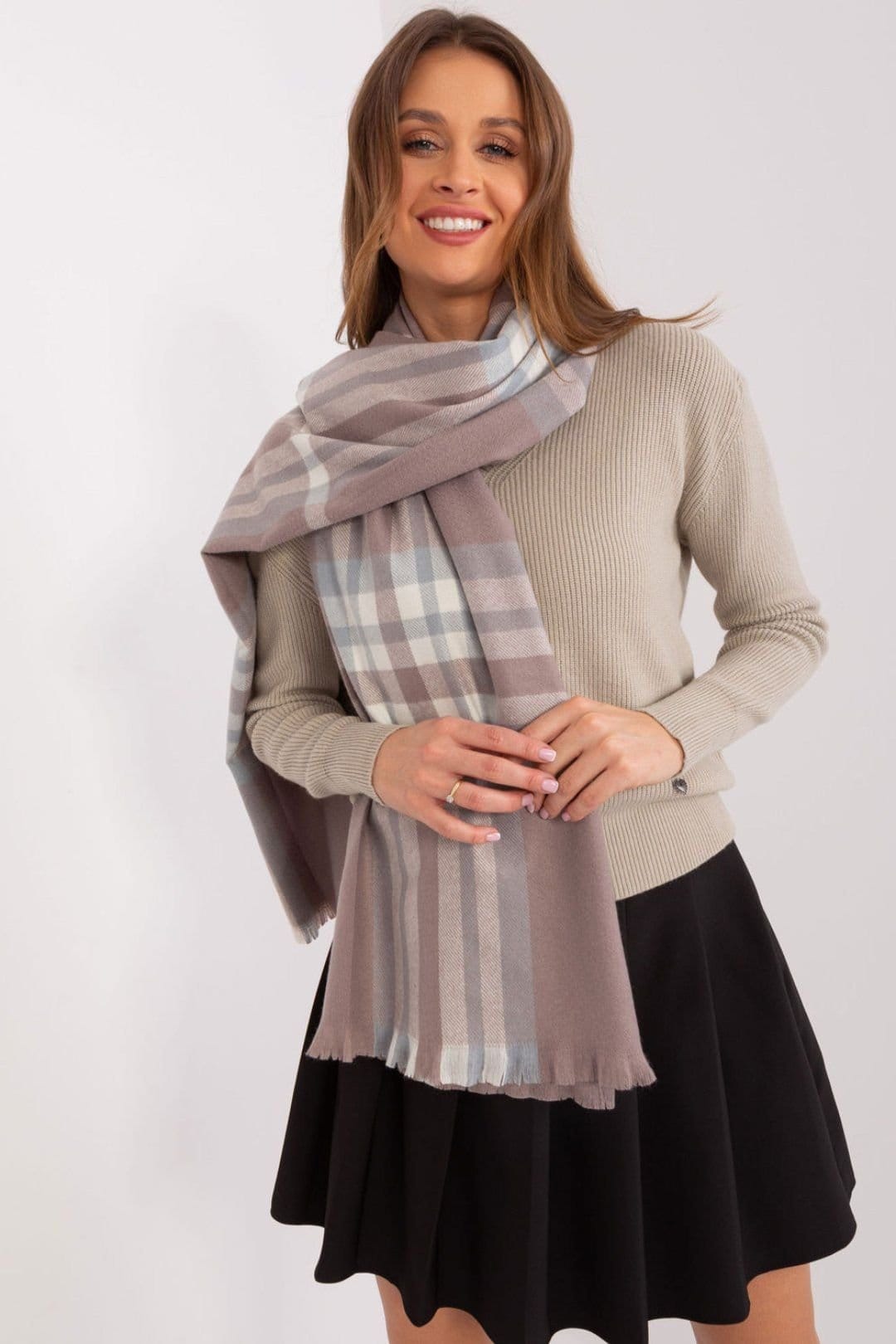 Love Lace Love Lace Women's Violet Plaid Long Polyester Scarf for Fall & Winter Wrap in Mauve - 4