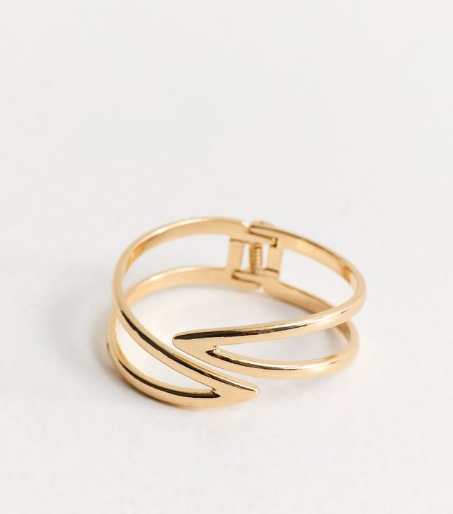 New Look Gold Cut Out Hinge Cuff Bracelet New Look - 3
