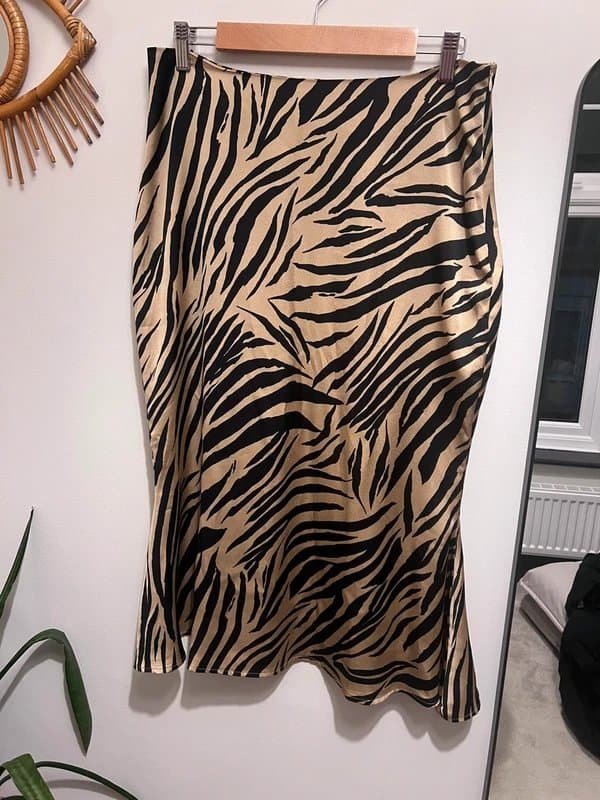 Never Fully Dressed Never Fully Dressed Satin Doris Zebra Bias Cut Midi Skirt