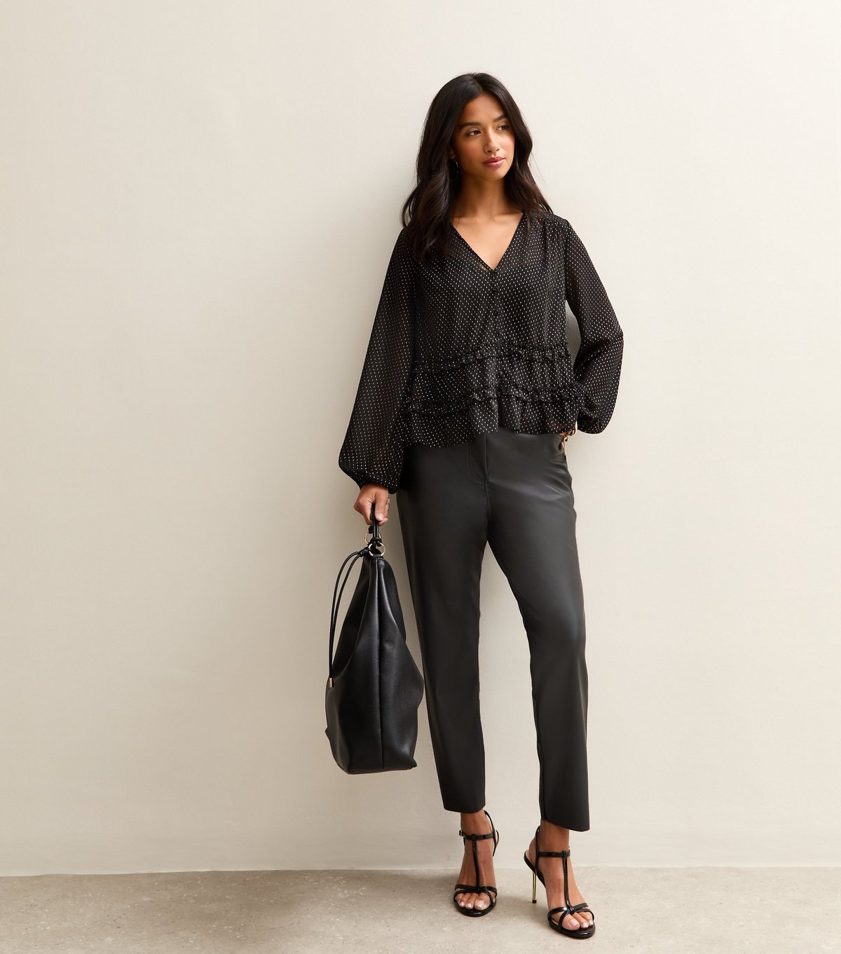 New Look Women's Petite Black Embroidered Pattern V-Neck Blouse New Look - 3