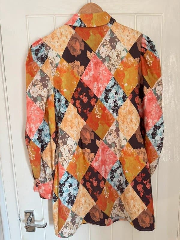 ASOS Design Asos Design Patchwork Floral Tapestry Shirt Dress UK 12