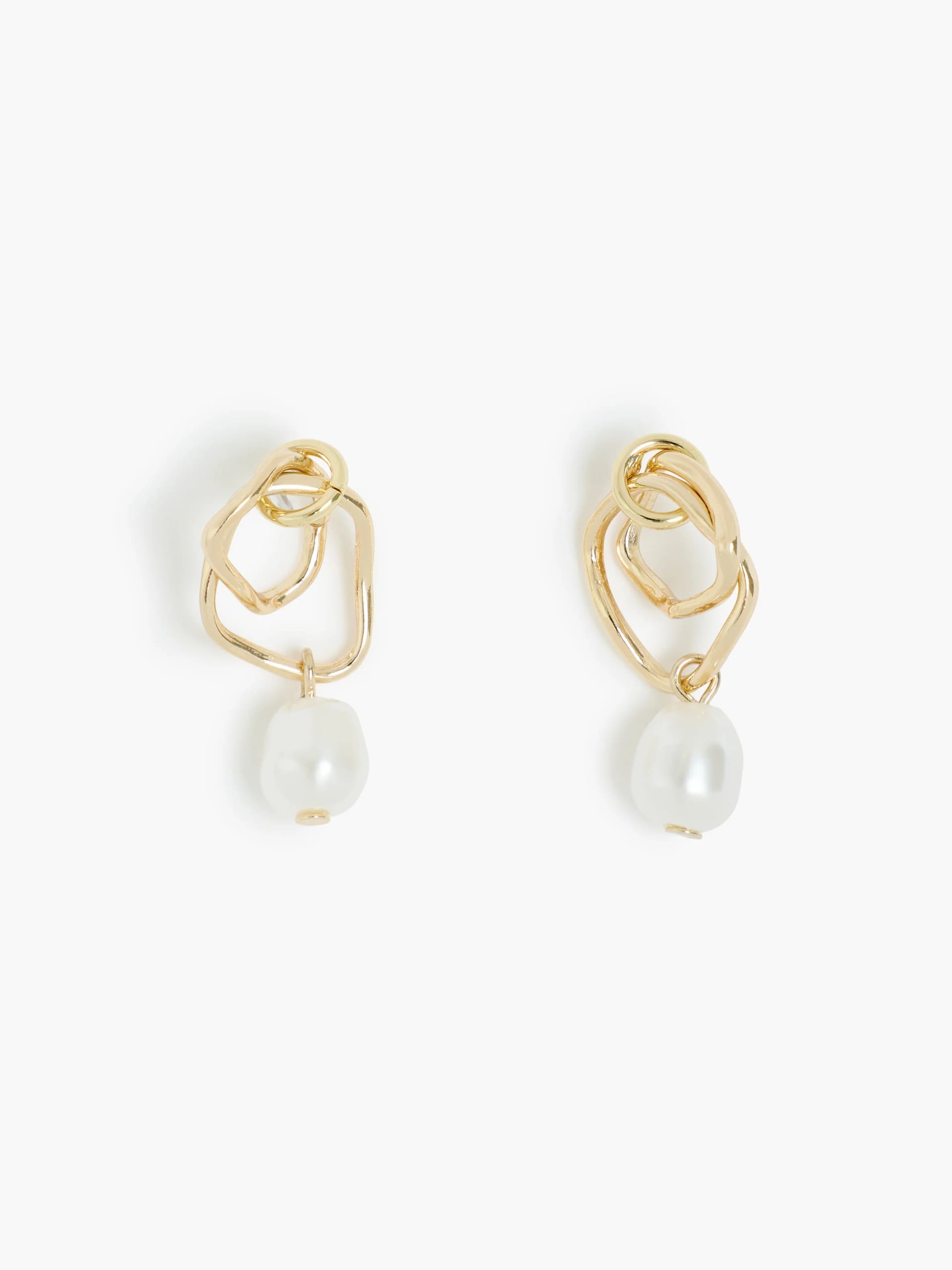 French Connection French Connection Gold Double Hoop Pearl Drop Earrings
