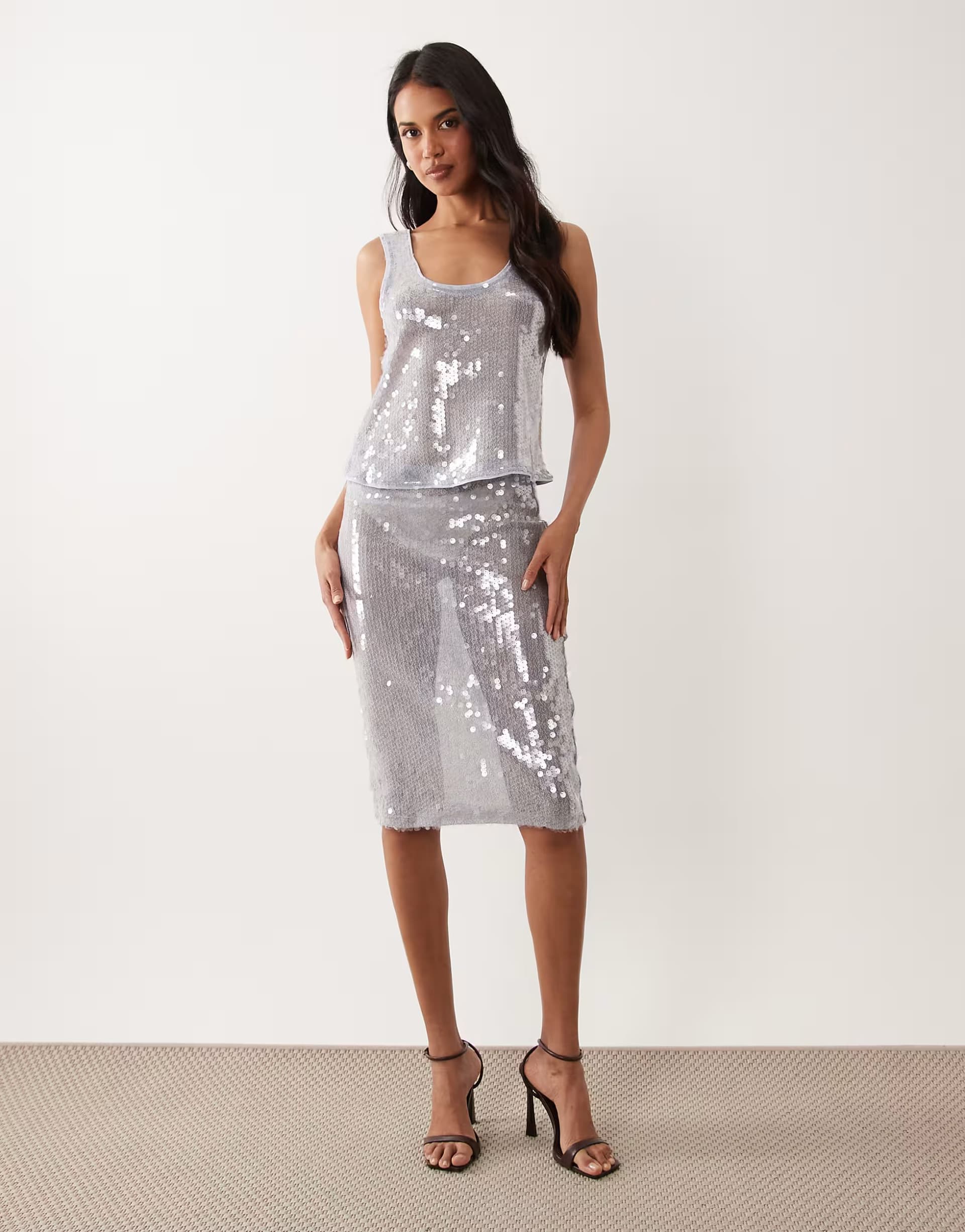 ASOS ASOS DESIGN co-ord glass sequin in blue