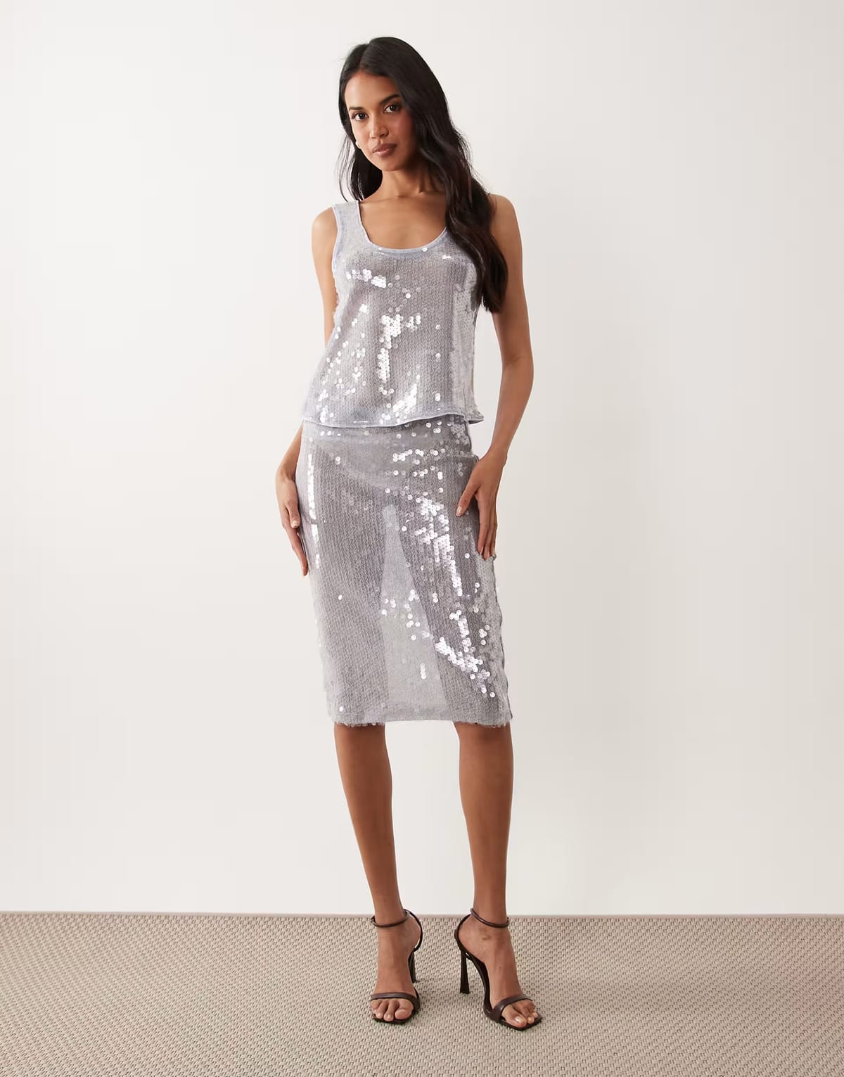 ASOS ASOS DESIGN co-ord glass sequin in blue - 1