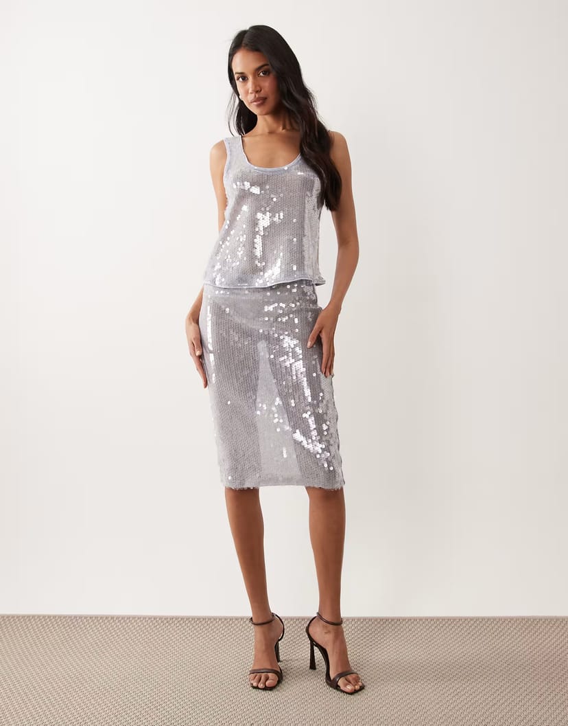ASOS ASOS DESIGN co-ord glass sequin in blue - 1