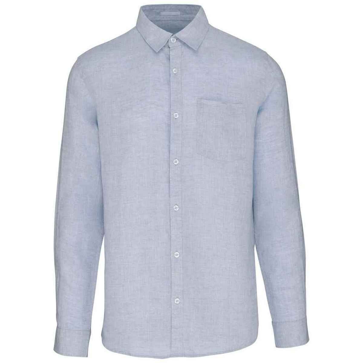 Spasso Spasso Men's Linen Long-Sleeved Shirt in Light Blue - 4