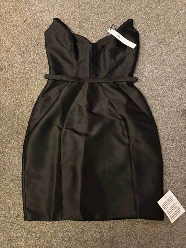 ASOS ASOS Luxe black mini satin corset bandeau dress