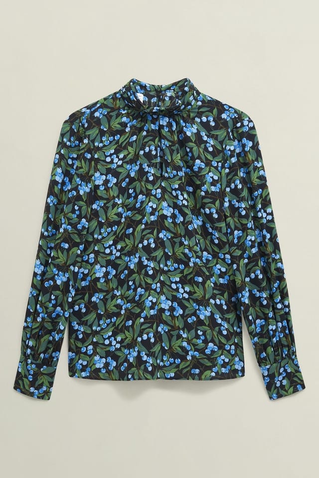 Hobbs London Hobbs London Women's Dovestone Floral Keyhole Neck Blouse in Dark Green - 2