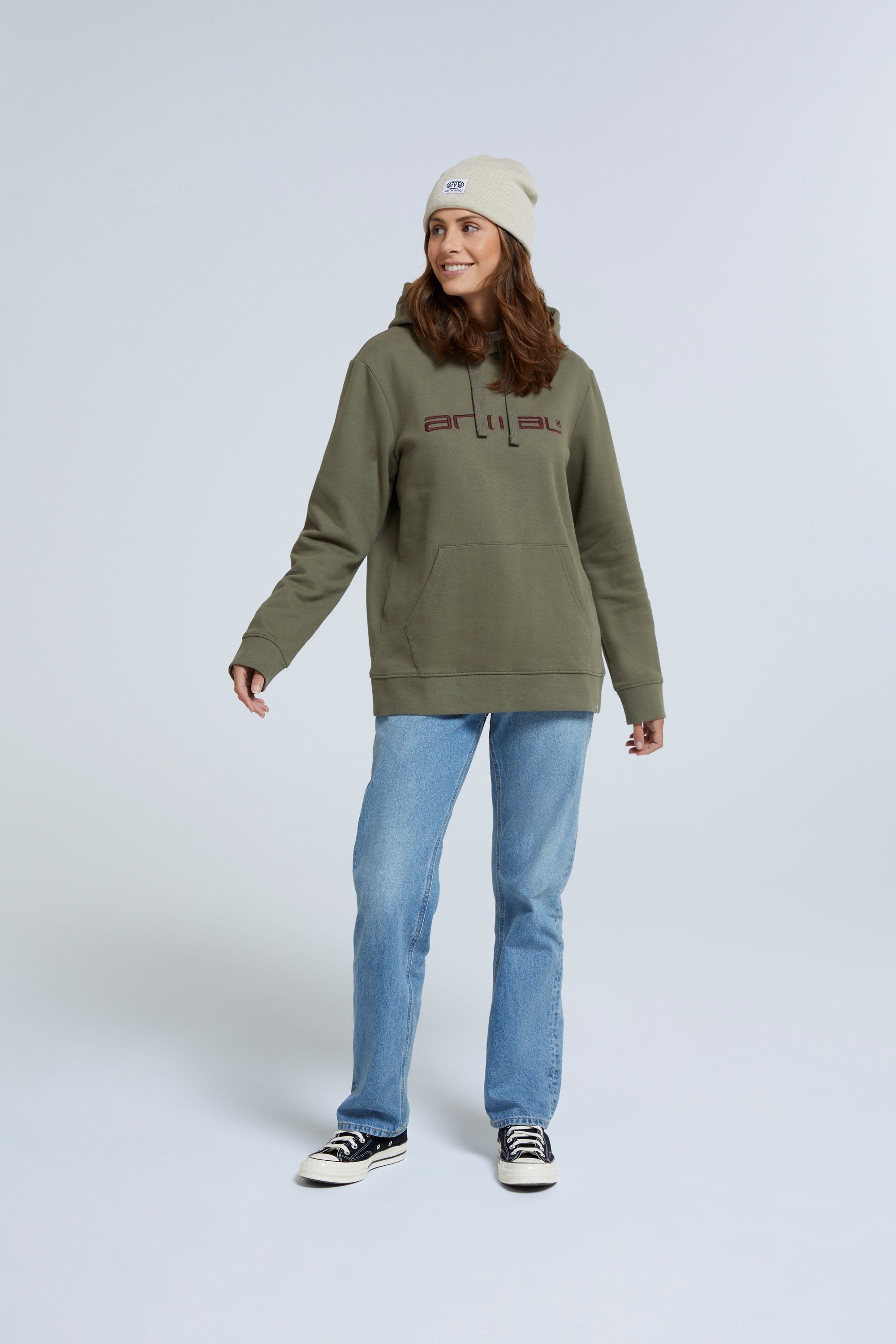 Animal Animal Women's Maya Hoodie Sweatshirt Gym Training Cotton Pullover in Dark Green - 2