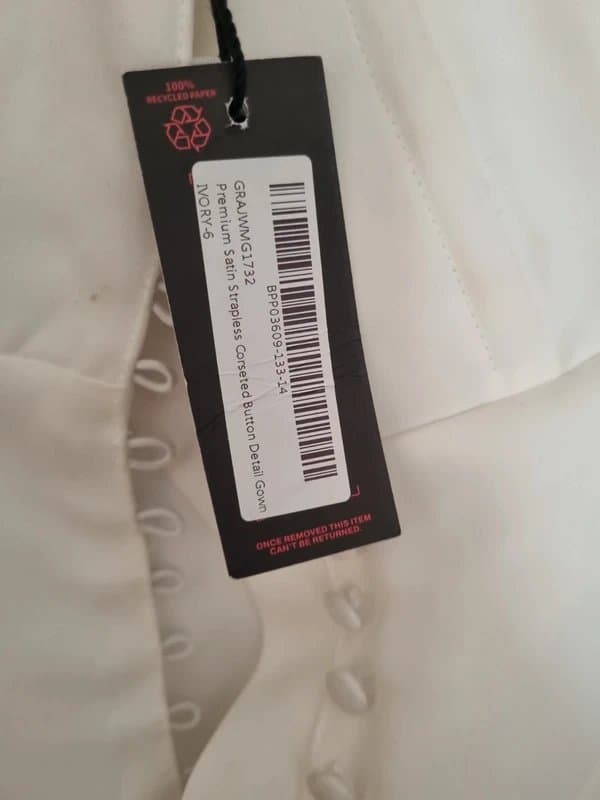 MissPap Premium satin strapless corseted detail gown