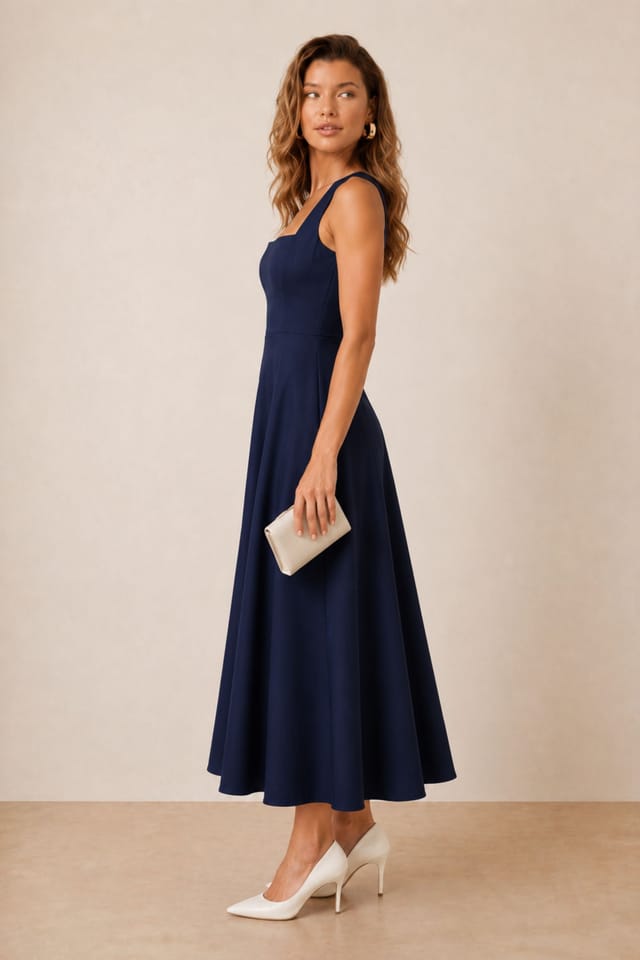 Style Cheat Style Cheat Women's Fit & Flare Midi Dress in Navy - 2
