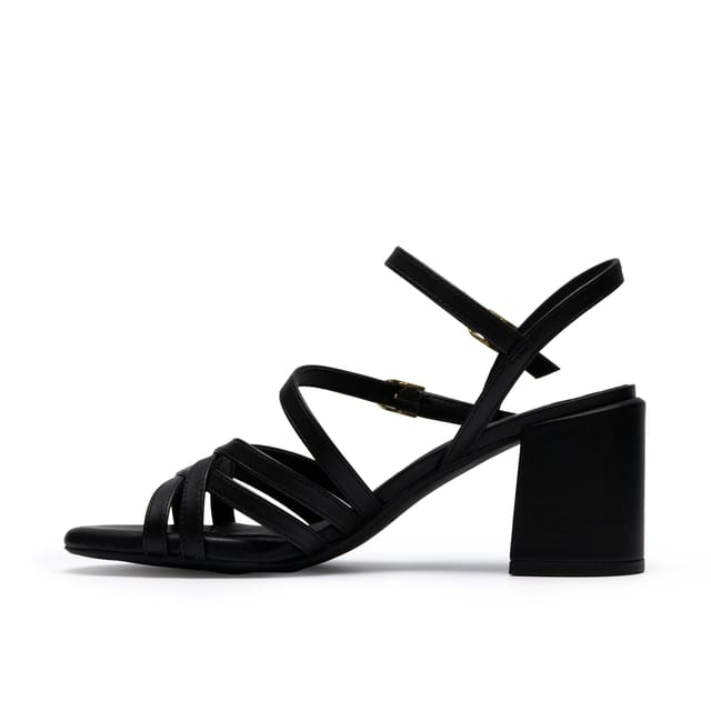 Clarks Clarks Women's Ezoria Strap Black Leather Heeled Sandals - 2