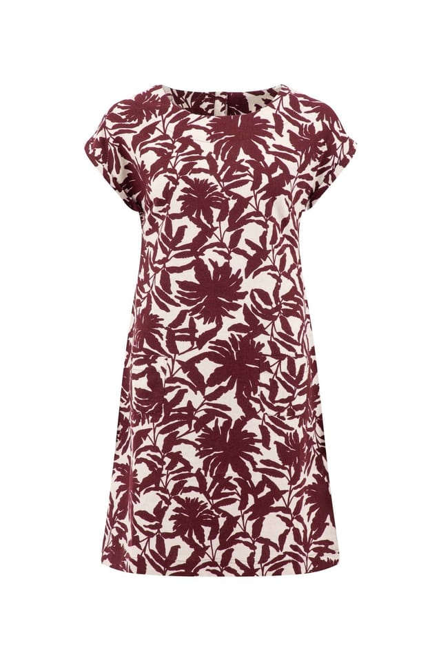 Weird Fish Weird Fish Women's Orlando Printed Linen Rich Shift Dress in Brown - 2