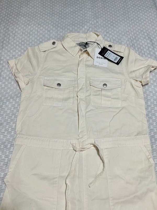 New Look New look White denim play suit/ jumpsuit size 8