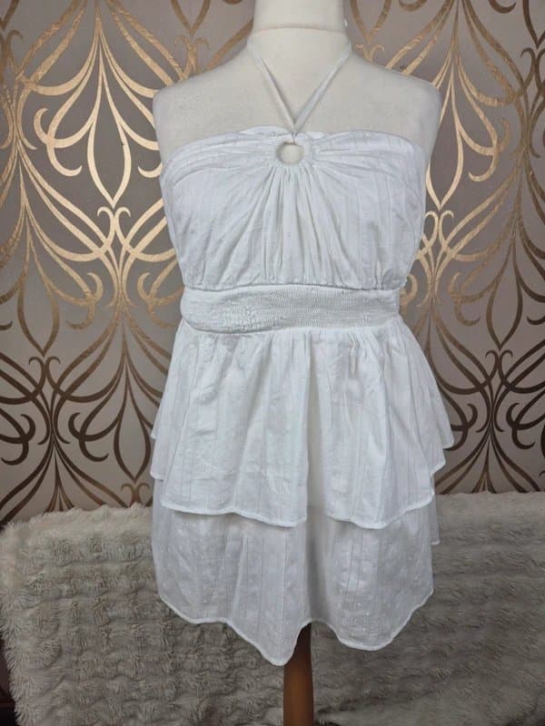Victorias Secret Victoria's secret layered halter tie back white beach dress size 18