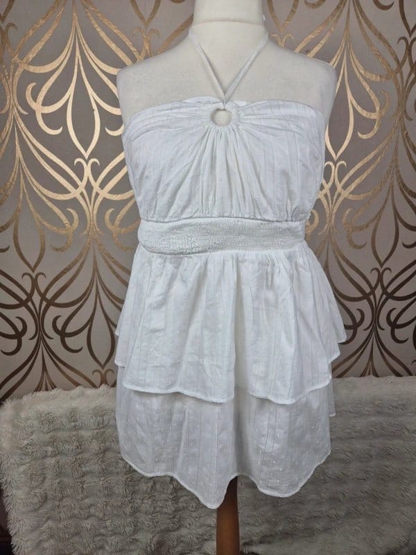 Victorias Secret Victoria's secret layered halter tie back white beach dress size 18 - 1