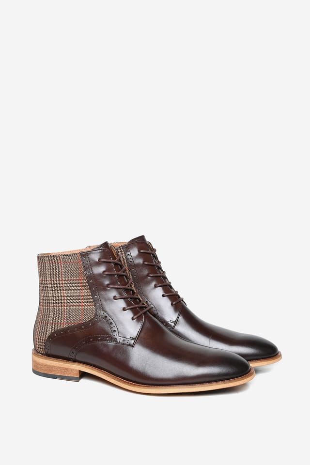 Alexander Pace Alexander Pace Men's 'Hungerford' Premium Leather Derby Boots in Dark Brown - 2