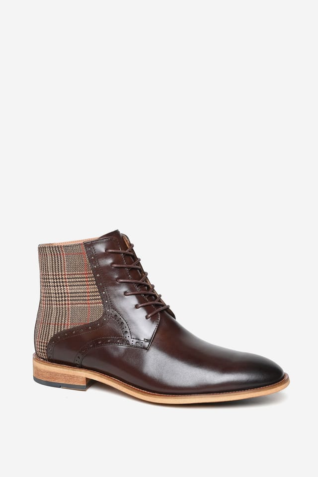 Alexander Pace Alexander Pace Men's 'Hungerford' Premium Leather Derby Boots in Dark Brown - 3