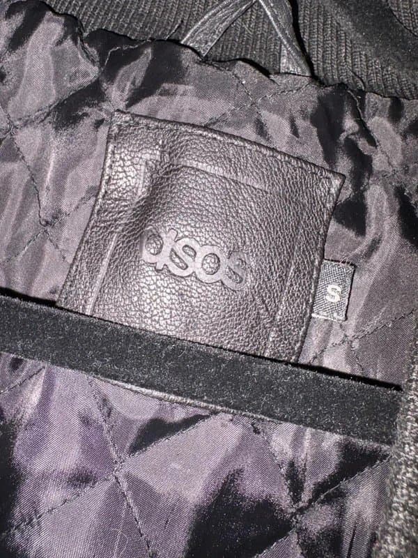 ASOS Men’s Asos black leather bomber jacket 100% leather size S