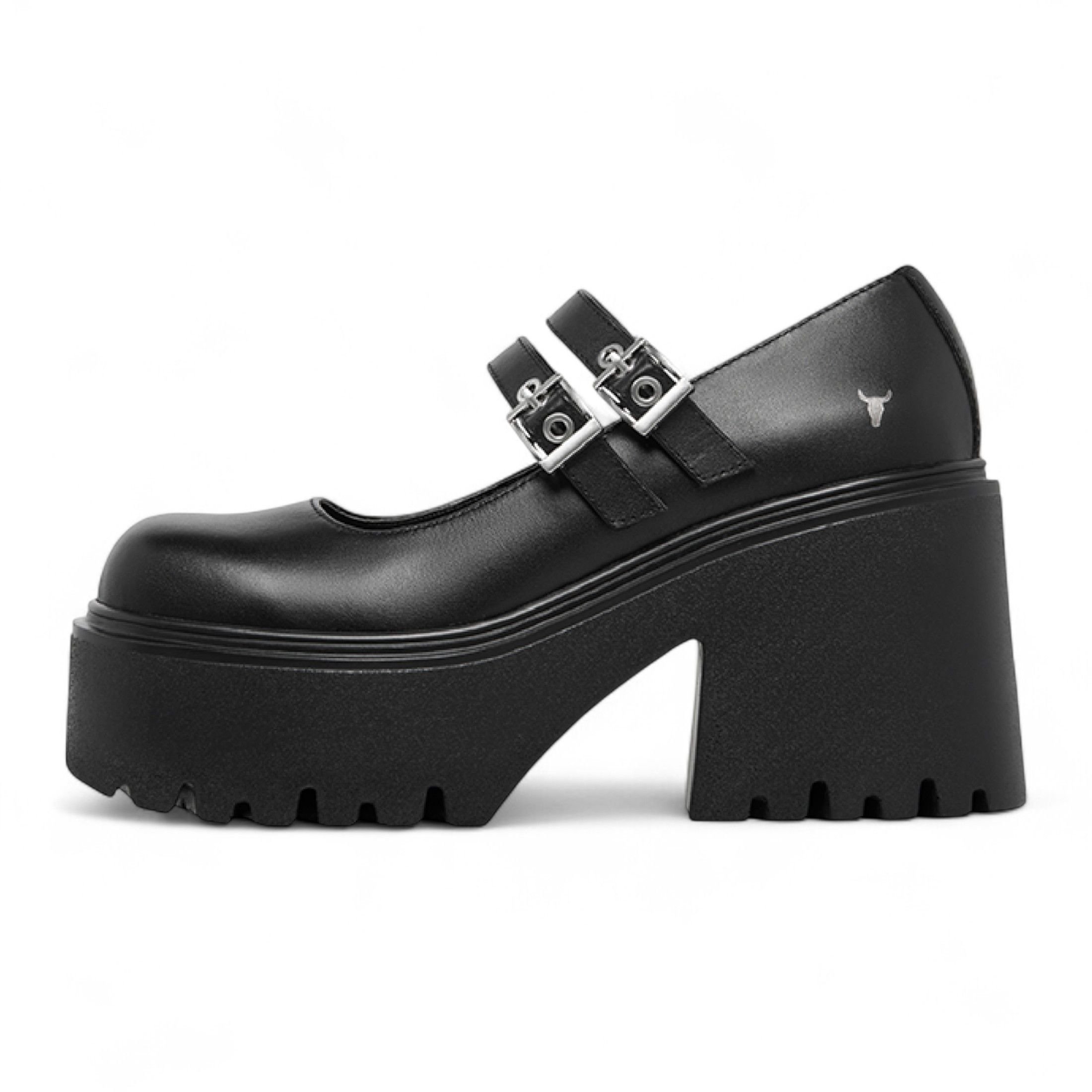 Windsor Smith Windsor Smith Women's Leather Chunky Platform Mary-Jane Heel Shoes - Lessons in Black - 3