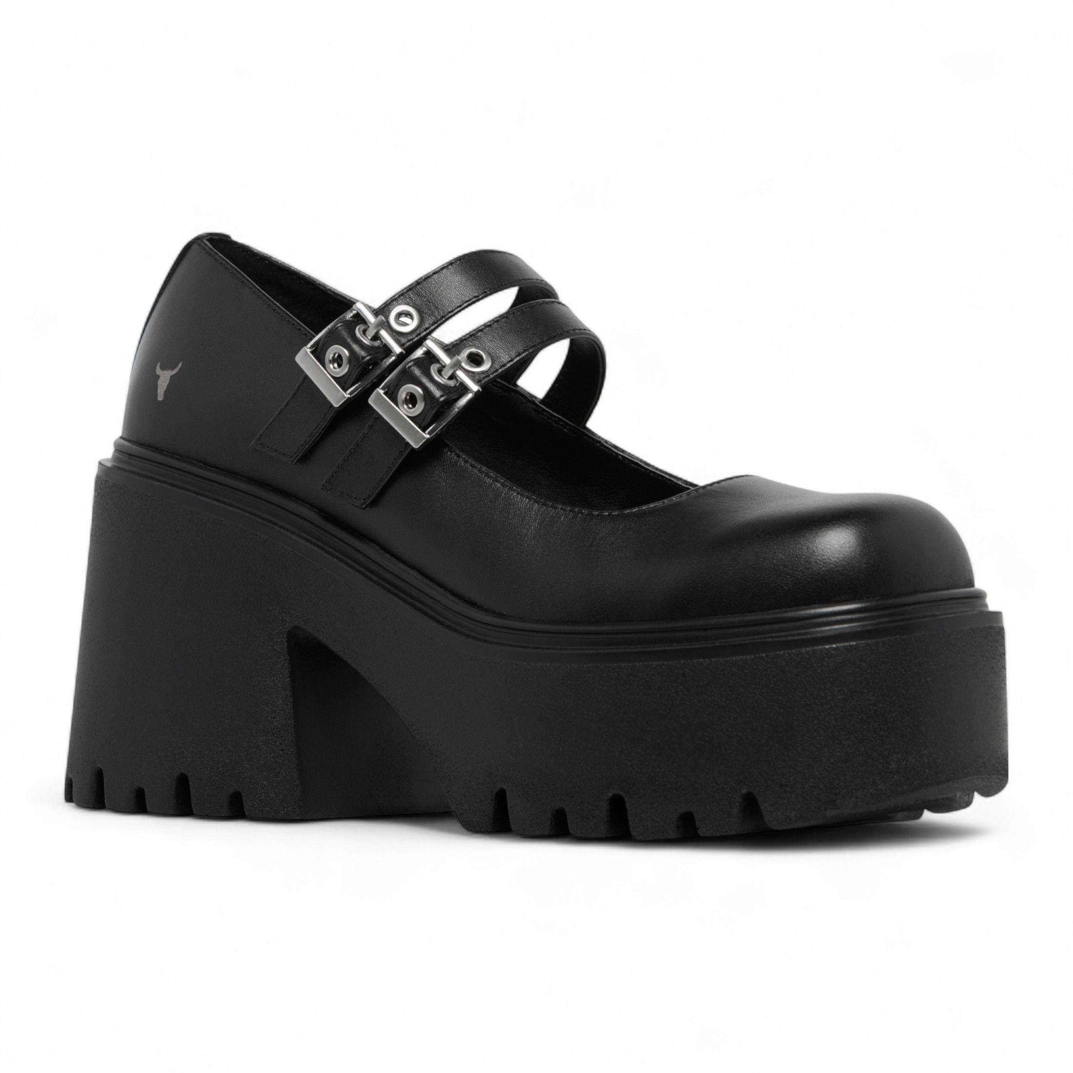 Windsor Smith Windsor Smith Women's Leather Chunky Platform Mary-Jane Heel Shoes - Lessons in Black - 4