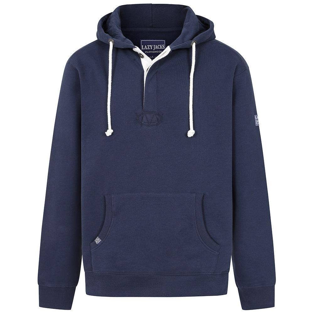Lazy Jacks Lazy Jacks Men's Button Neck Hoodie in Dark Blue - 2
