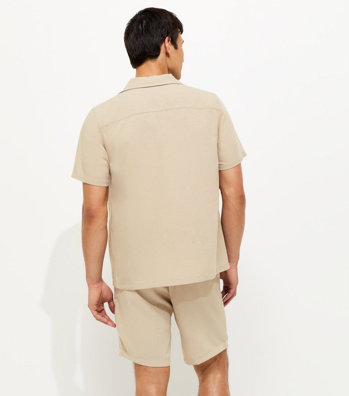 New Look Men's Stone Short Sleeve Regular Linen Look Shirt New Look - 4