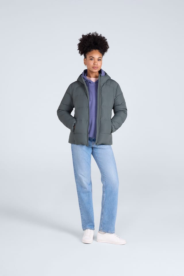 Animal Animal Women's 'Tech Down' Warm Padded Water Resistant Full Zip Hooded Winter Jacket in Olive - 2