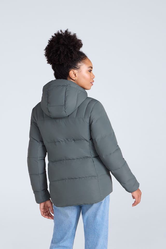 Animal Animal Women's 'Tech Down' Warm Padded Water Resistant Full Zip Hooded Winter Jacket in Olive - 3