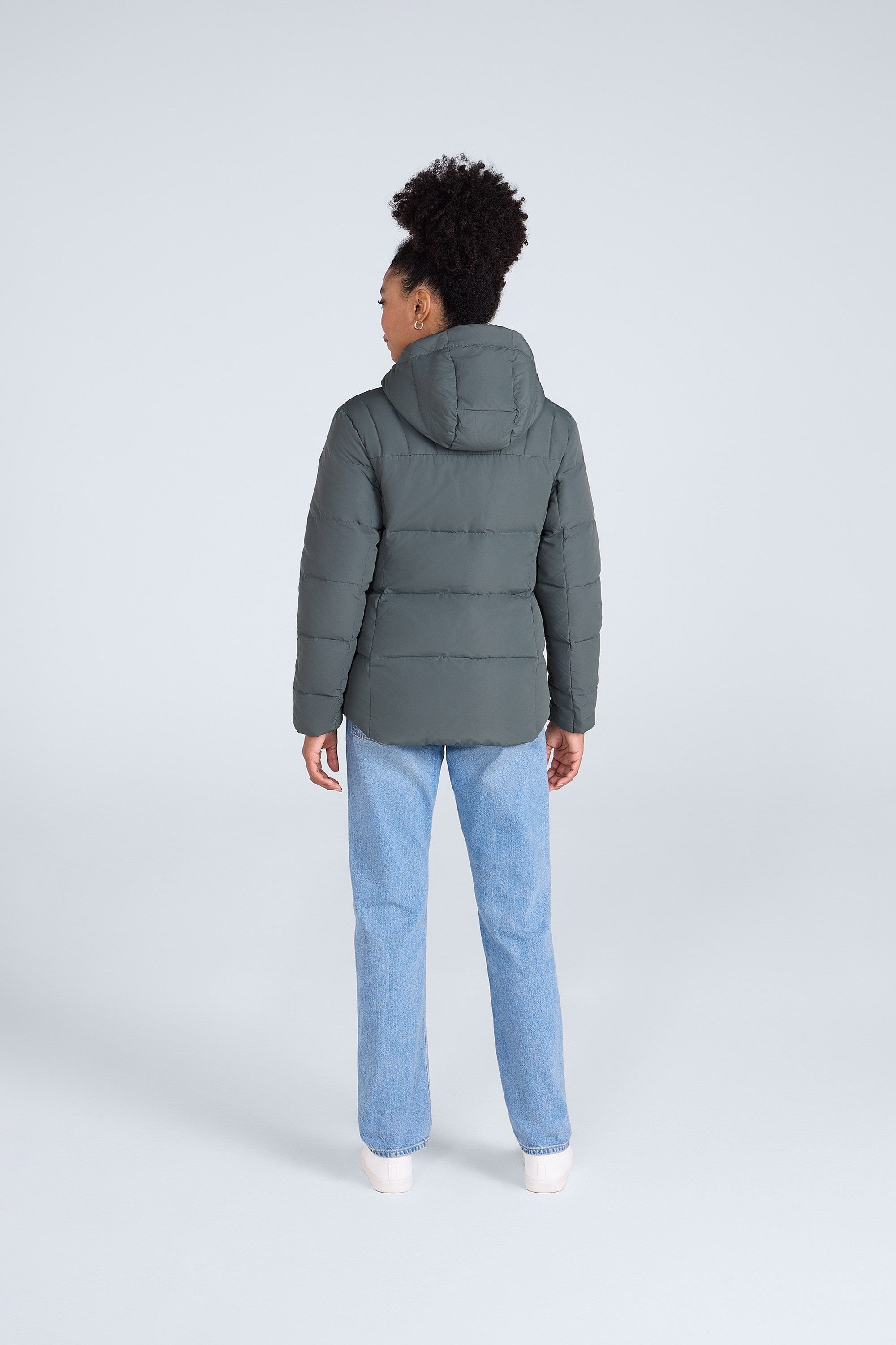 Animal Animal Women's 'Tech Down' Warm Padded Water Resistant Full Zip Hooded Winter Jacket in Olive - 4